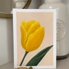 Hand painted tulip black card