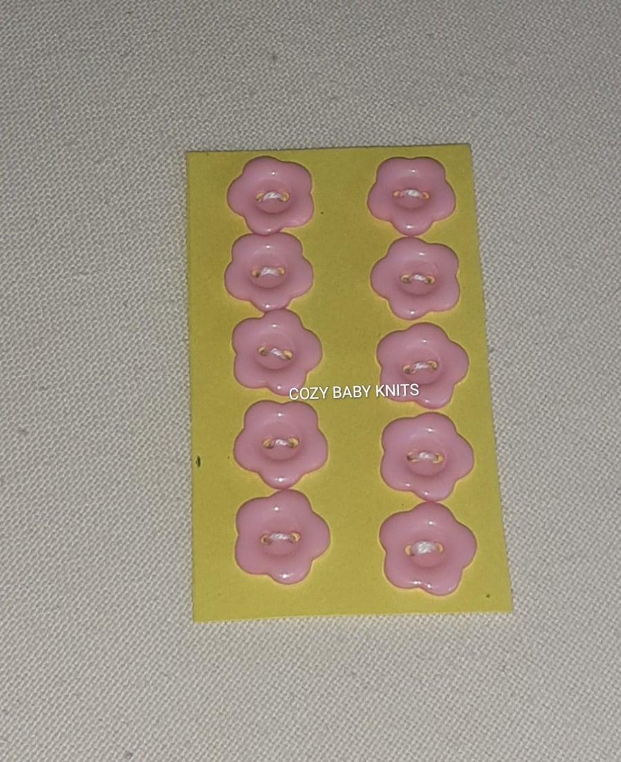 13MM PINK FLOWER BUTTONS WITH TWO HOLES FOR ATTACHING 
