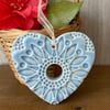 Small Pottery heart decoration baby blue
