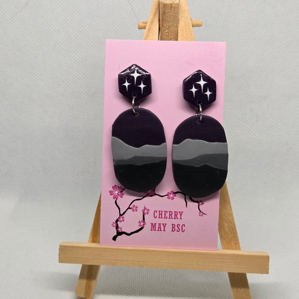Purple Starry Mountain dangle earrings