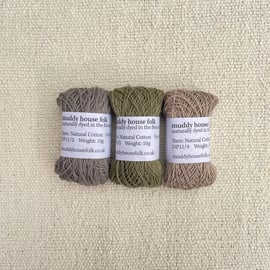 Naturally dyed yarn bundle, x3 10g balls