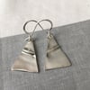 Triangle, fold formed recycled silver earrings