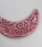 Rose Red Brocade Ceramic Crescent Bib Pendant - Image 2