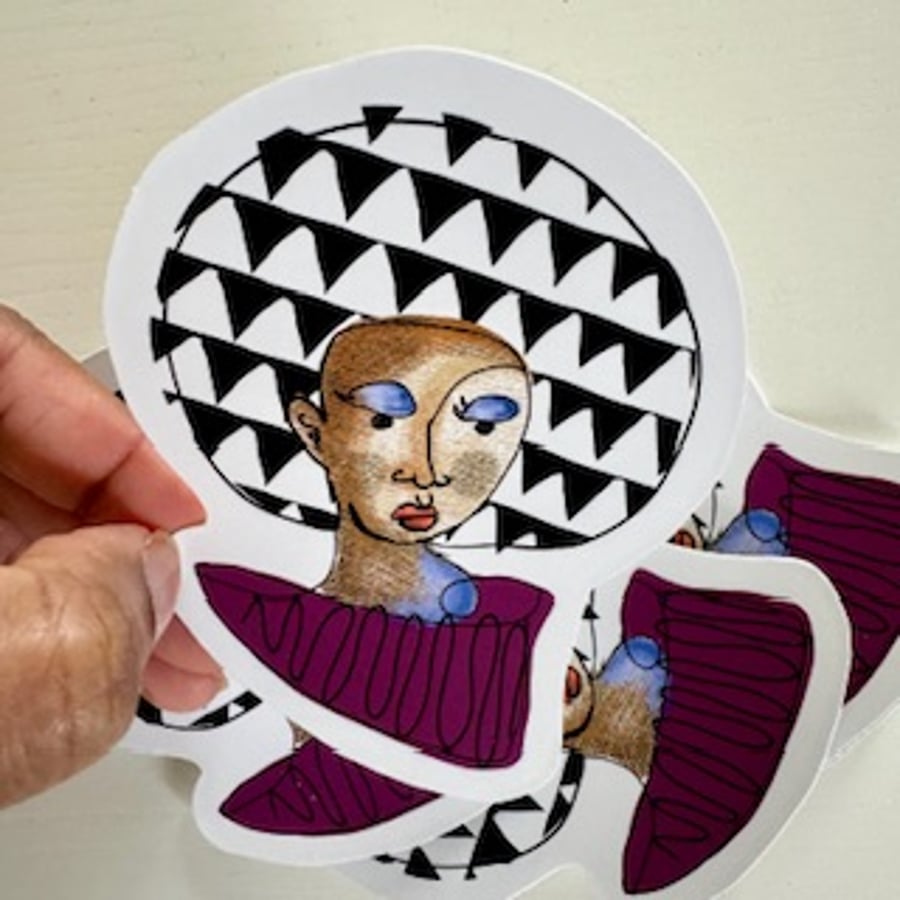 Afro Girl Sticker People Portrait Matt Vinyl Waterproof Sticker
