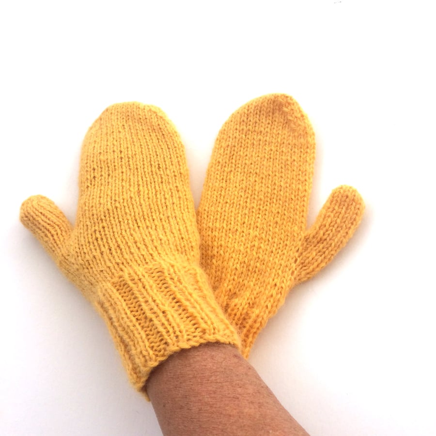 Yellow Wool Mittens