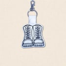 Military Combat Boots Keyring - Embroidered Faux Leather Forces Gift
