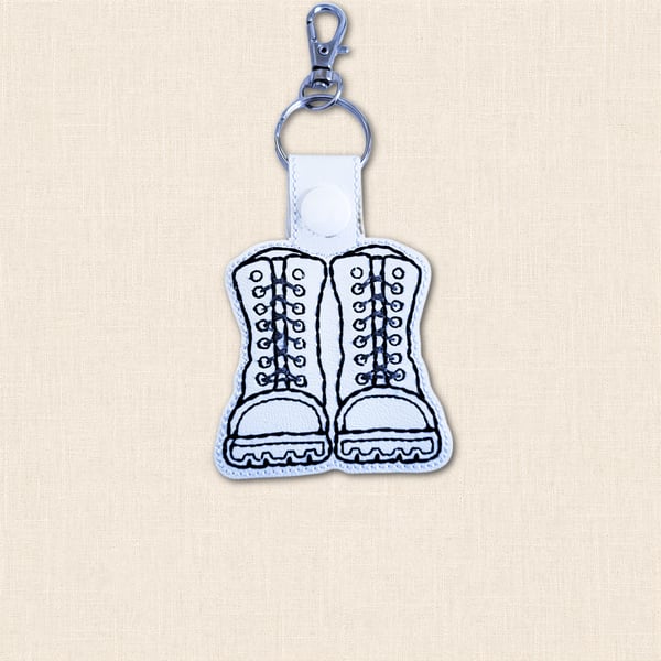 Military Combat Boots Keyring - Embroidered Faux Leather Forces Gift