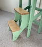 Sage Green Wooden Folding Step Stool- Handmade Kitchen Steps - Image 3