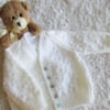 16" White Baby Boys Knots Patterned Cardigan