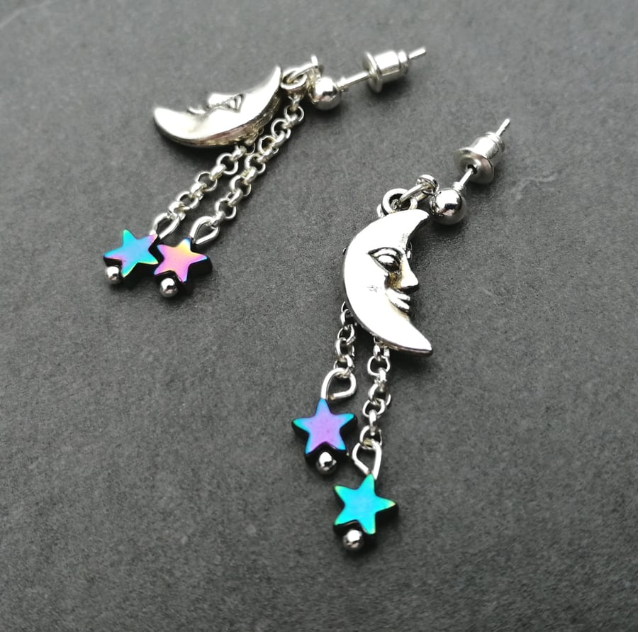 Moon and Star Earrings