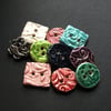 Set of 10 small ceramic buttons in mixed colours