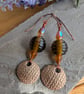 Handmade Bronze and Amber Lamp work Earrings