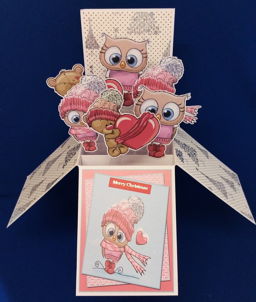 Child's Christmas Card with Owls AAAAAAAAAA