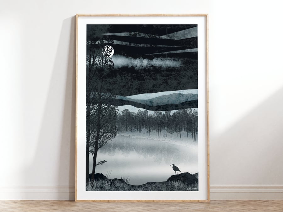 Silver Loch Illustrated Art Print 
