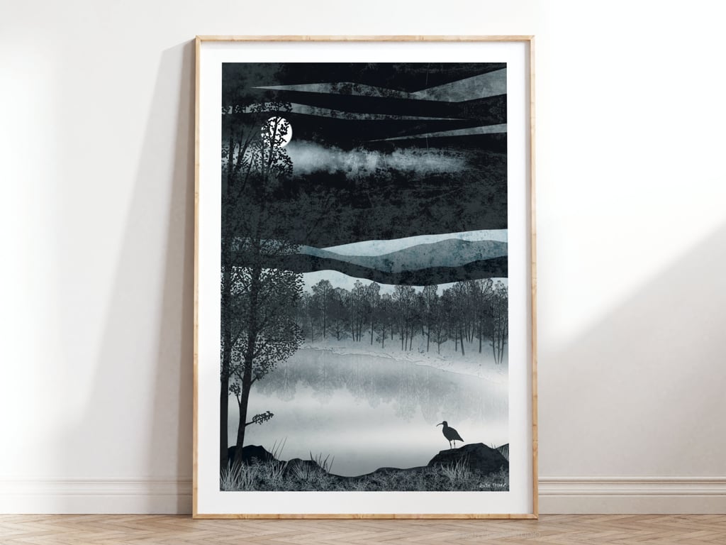 Silver Loch Illustrated Art Print 