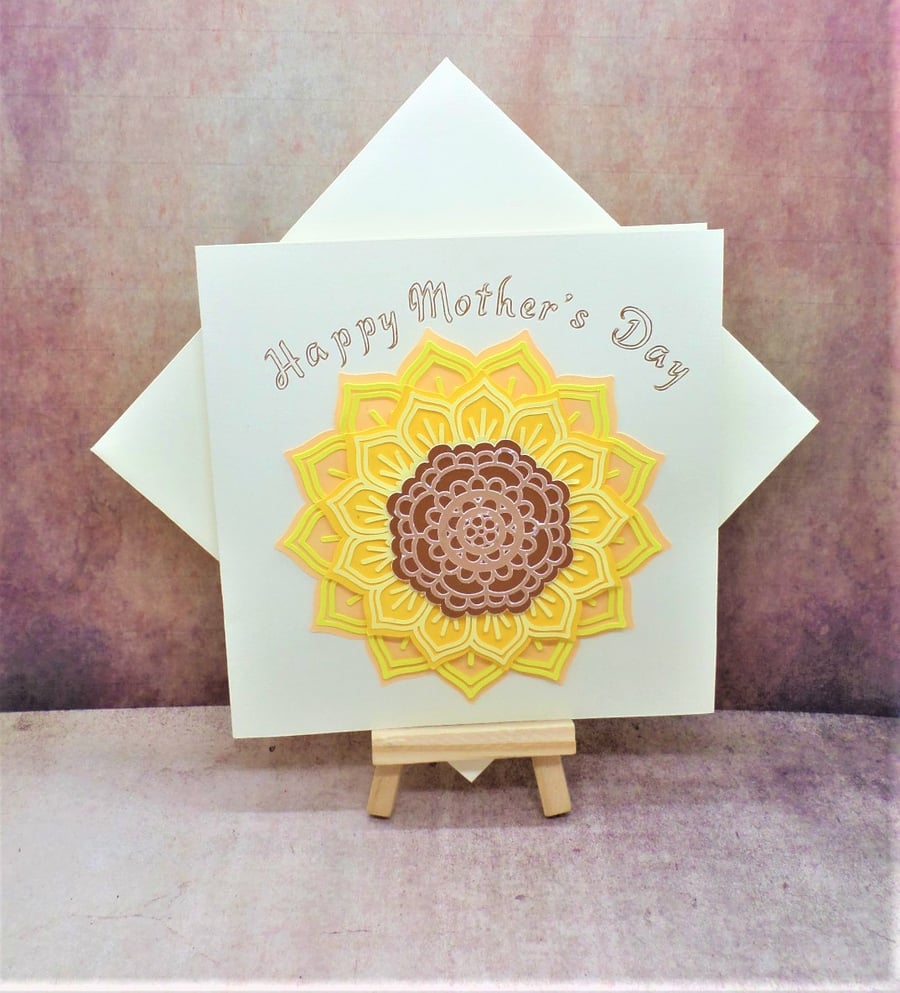 Beautiful layered sunflower Mother's day card
