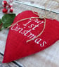 Lavender Filled Red Fabric Personalised Christmas Heart Decoration - Image 4
