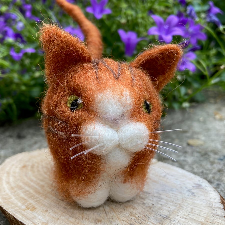 Ginger cat, needle felted model, sculpture