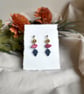 Navy & Shimmer Pink Botanical Elegant Autumn Leaf Earrings