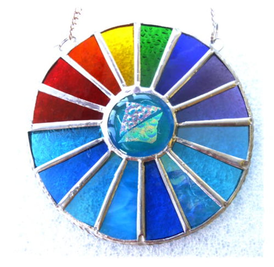 SOLD Rainbow Sea Colourwheel Suncatcher Stained Glass Handmade 