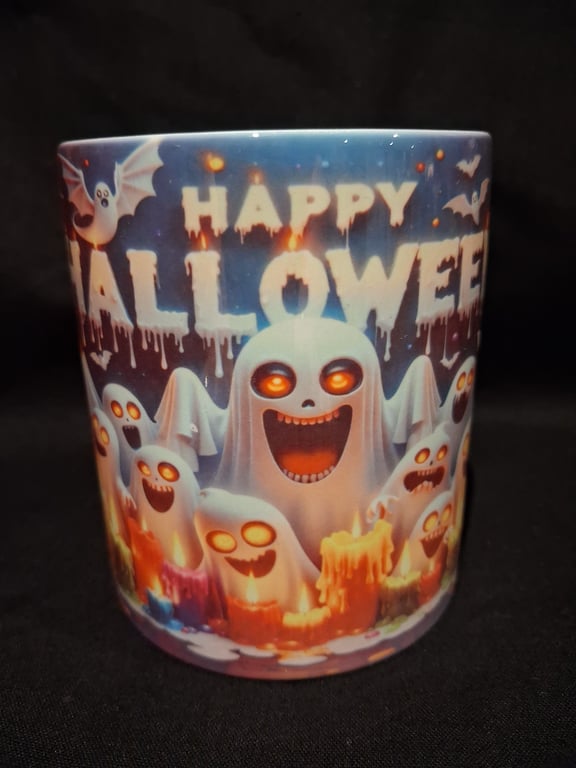 Happy Halloween white ghoulish ghouls 11oz mug