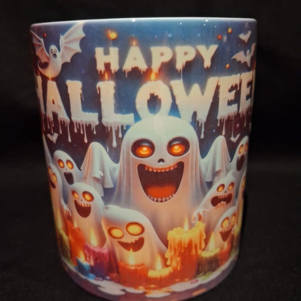 Happy Halloween white ghoulish ghouls 11oz mug