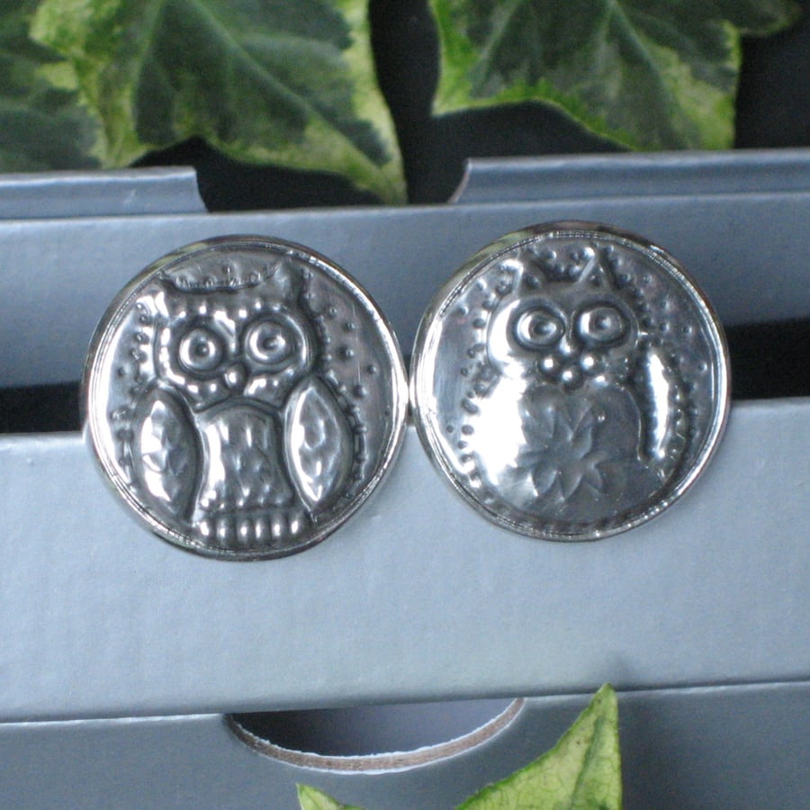  The Owl and the Pussycat Silver Pewter Cufflinks 