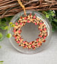 Autumn Wreath - hand painted fused glass decoration  - Image 1