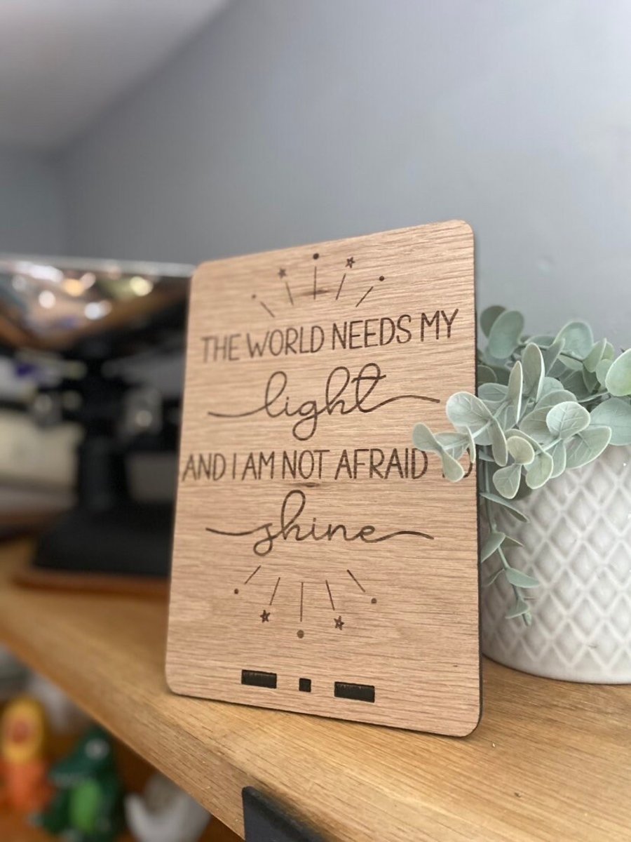 The world needs my light Let it shine Matthew 5:16 Standing Sign Christian Home 