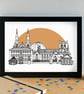 Armagh Landmarks Skyline Art Print - Image 1