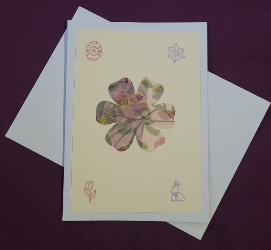 Springtime handmade blank card with white envelope 