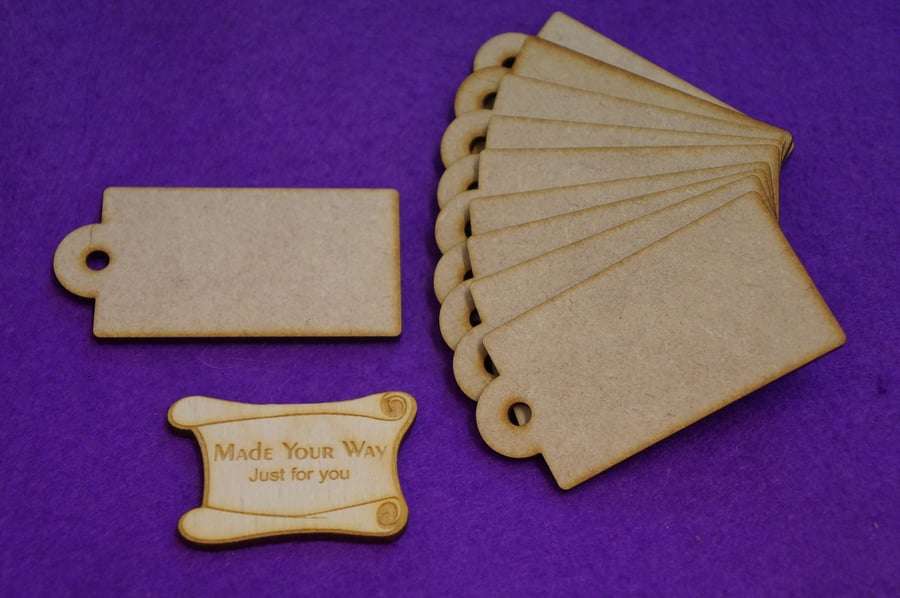 MDF Luggage Tag Rounded 4x8cm - 10 x Laser cut wooden shape