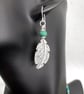 Silver and turquoise feather earrings - Image 3