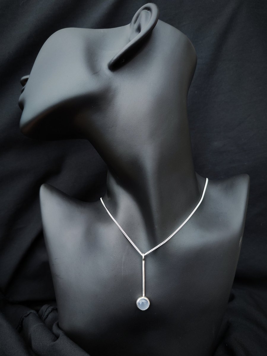 Steling silver pendant with blue chalcedony