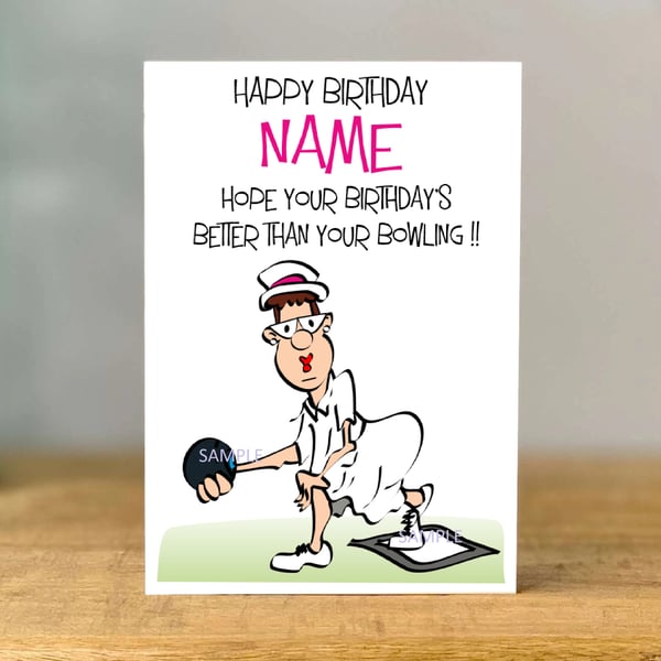 Personalised Lawn Bowls Birthday Card, gran, mum, sister, aunt, daughter