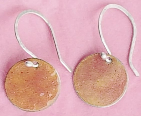 Sterling Silver and Pearly Orange Enamel Earrings