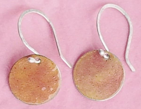 Sterling Silver and Pearly Orange Enamel Earrings