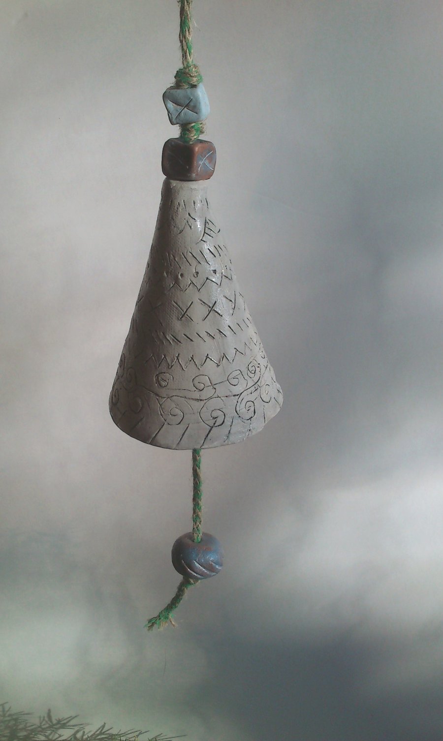 Small White Symbol Ceramic Bell