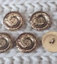 1 & 1 4" 32mm 50L Feature Buttons Antique Gold SHELL SWIRL x 2 Buttons - Image 3