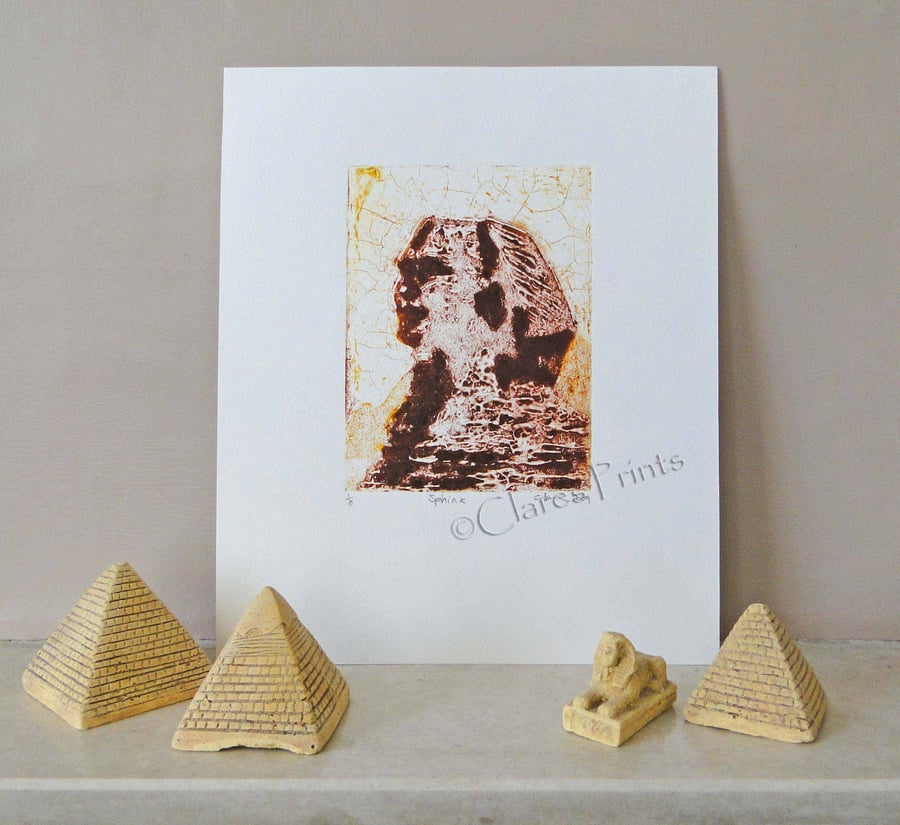 Sphinx Egypt Limited Edition Original Collagraph Print Art