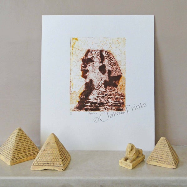 Sphinx Egypt Limited Edition Original Collagraph Print Art