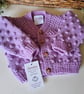  Bobble Design Hand Knitted Baby Girl's Cardigan Pure Merino Wool 6-12mth size