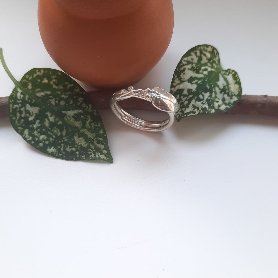 Silver Begonia Leaf Ring