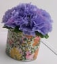 Handmade Floral Tin with Lilac Carnations - Image 1