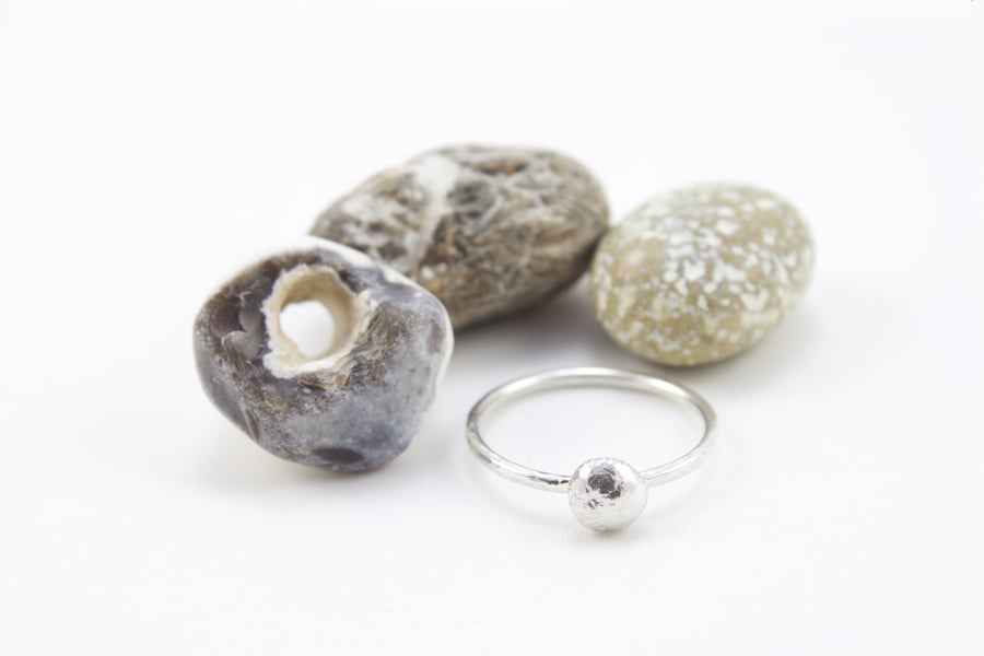 Silver Nugget Slim Stacking Ring