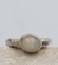 Handmade Silver Ring with White Ethiopian Opal : Size N - Image 5