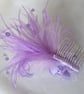 Lilac Regency Soft Floaty Feather & Crystal Bow Fascinator Comb Headpiece - Image 5