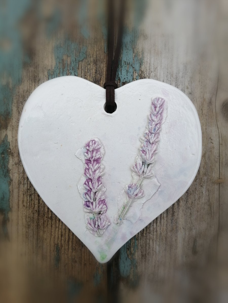 Ceramic Lavender Heart, Wall Art