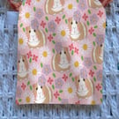 Cute Pink Guinea Pig Flowers Purse or Card Holder Cotton 