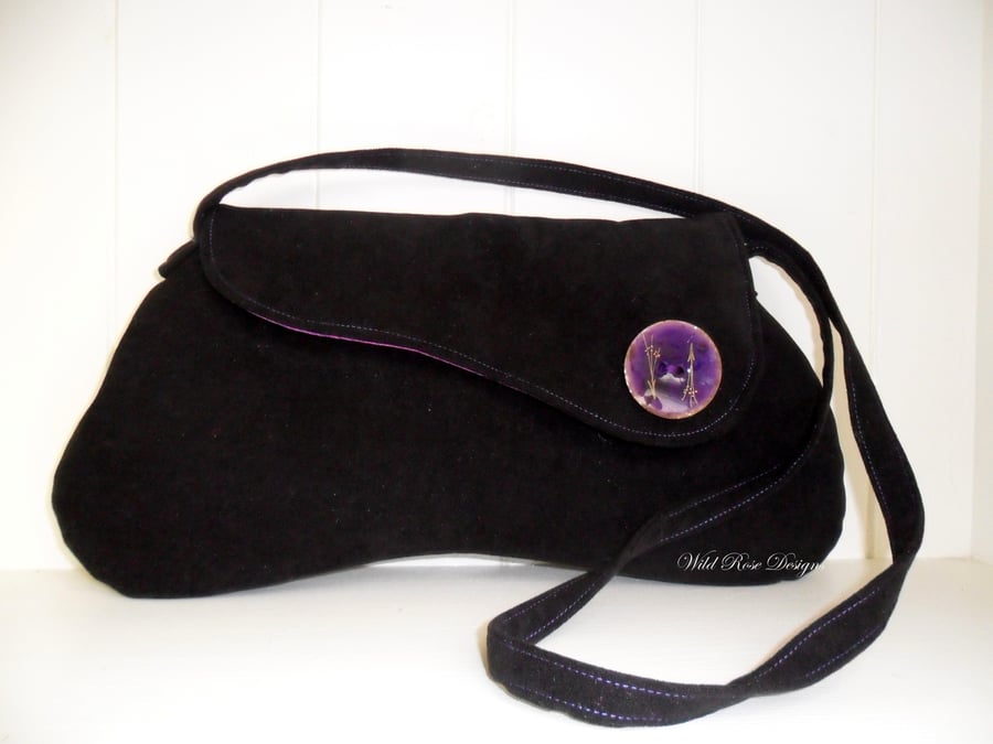 Black moleskin shoulder bag - Sale item!